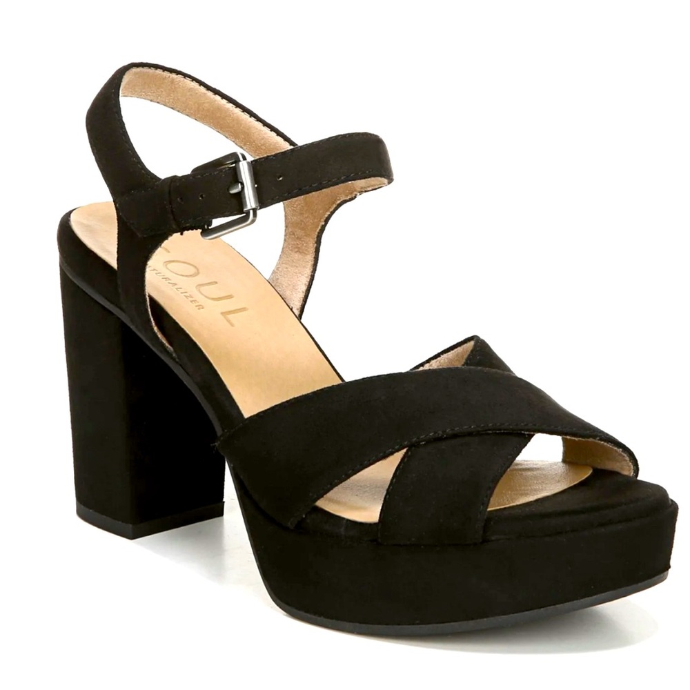 SOUL NATURALIZER
Black Antimicrobial ComfortSandals round toe, block heel